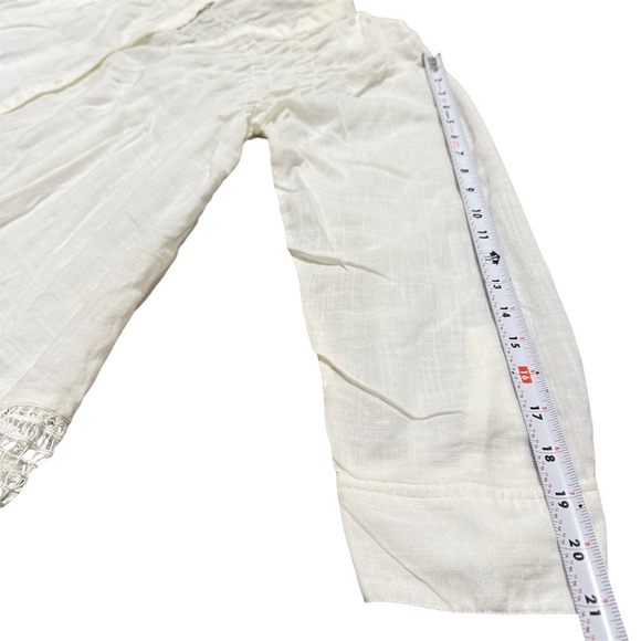 Free People Green Gardens Boho Ivory Cutout Embroidered Hem Tunic Top - Picture 13 of 15